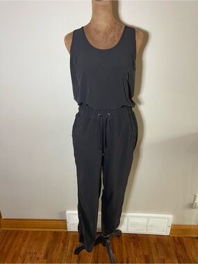 Patagonia Terrebone Traveler Sleeveless Black Drawstring Jumpsuit